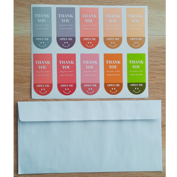 PerfectThanksNZ Custom Stickers Thank You Stickers 100pcs Colourful Thank You Open Me Labels